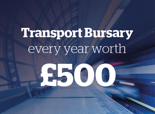 Transport bursry worth £500 every year